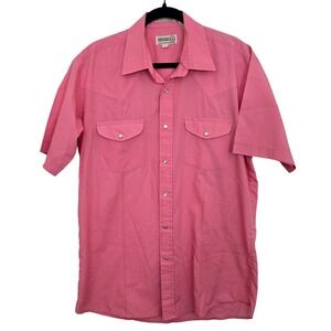 Sheplers Western Shirt Men L Pink Pearl Snap Short Sleeve Cowboy Rodeo‎ Festival
